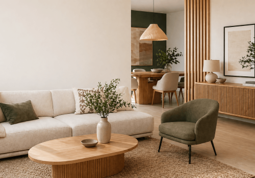 Tendencias en muebles 2026 para el hogar con estilo cálido, materiales naturales y decoración actual