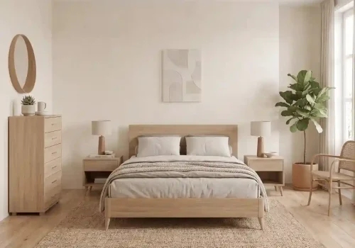 Pack de dormitorio de matrimonio completo con mesitas de noche y sinfonier