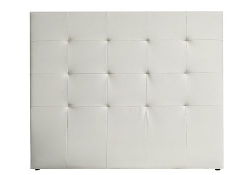 Elegante cabecero de matrimonio LIAM tapizado en PU color gris, instalado en un dormitorio moderno.