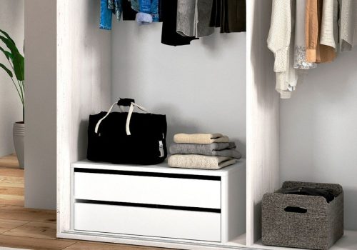Cajonera interior Lara de 2 cajones fabricada en melamina de alta calidad, perfecta para organizar el interior de tu armario.