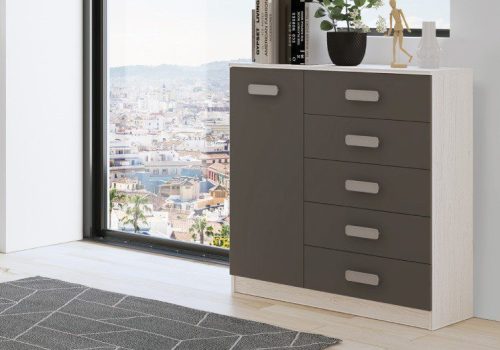 Comodín Donald 1 puerta 2 cajones de estilo moderno en acabado color Andersen y Puccini para dormitorio juvenil.