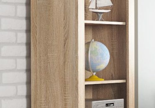 Estantería Vertical Lara de diseño moderno en color cambria con cinco amplios estantes para organización.