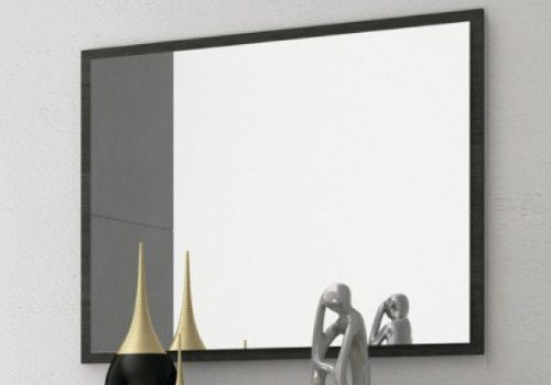 Marco de espejo minimalista y sofisticado Rambla de melamina color ceniza para decorar cualquier espacio.