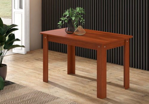 Mesa de comedor extensible modelo Luka con tablero de madera técnica, extendida a 200 cm y decorada para acoger a 10 personas en un comedor familiar moderno y luminoso.