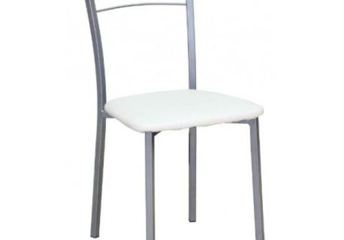 Pack de 4 sillas de cocina modelo 20 con tapizado en PU blanco y patas metálicas grises, perfecto para modernizar tu espacio y aportar comodidad.