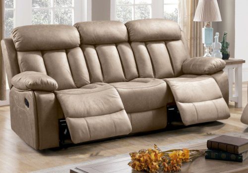 Sofá relax 3 plazas Madrid con estructura de madera y tapizado en microfibra disponible en varios colores.