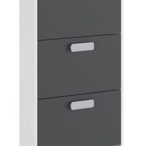 Zapatero Donald moderno compacto con tres puertas, ideal para organización de zapatos.