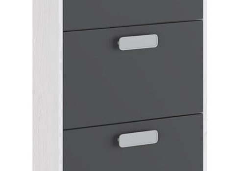 Zapatero Donald moderno compacto con tres puertas, ideal para organización de zapatos.